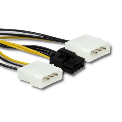 Adapter MOLEX Qoltec 2xMolex żeński / PCI-E 8 pin męski | 15cm Adapter MOLEX Qoltec 2xMolex żeński / PCI-E 8 pin męski | 15cm