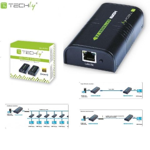 Extender / odbiornik HDMI Techly IDATA EXTIP-373R po skrętce Cat. 5e/6/6a/7 do 120m, over IP, czarny Extender / odbiornik HDMI Techly IDATA EXTIP-373R po skrętce Cat. 5e/6/6a/7 do 120m, over IP, czarny