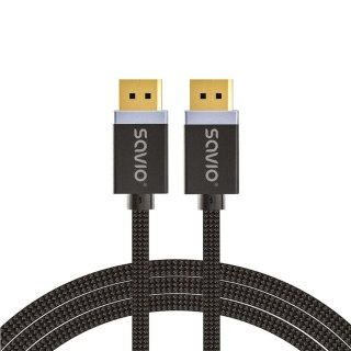 Kabel DisplayPort v1.4 Savio CL-165 (M/M) 1m czarny