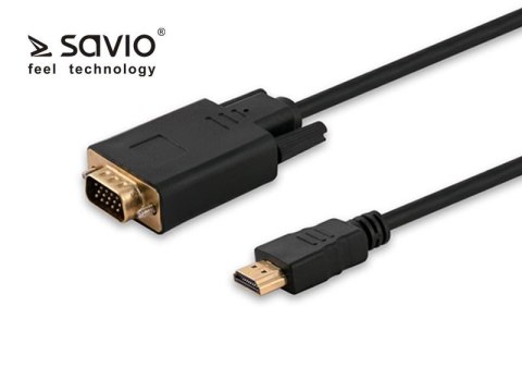Kabel HDMI Savio CL-103 19pin męski - VGA męski 1,8m Kabel HDMI Savio CL-103 19pin męski - VGA męski 1,8m