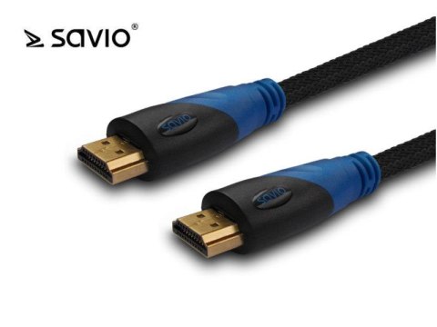 Kabel HDMI Savio CL-48 2m, oplot nylonowy, złote końcówki Kabel HDMI Savio CL-48 2m, oplot nylonowy, złote końcówki