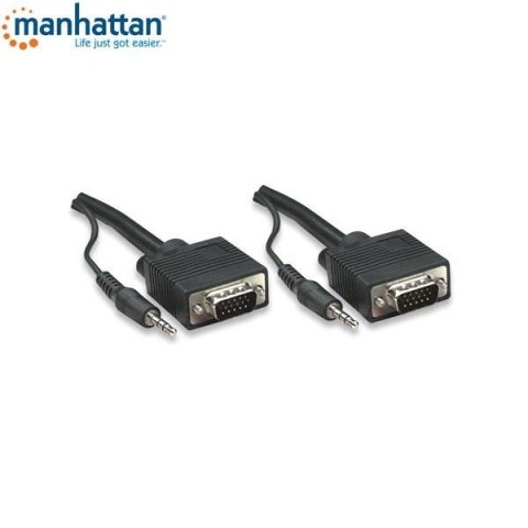 Kabel Manhattan SVGA 15 M/15 M, + audio 10m, czarny Kabel Manhattan SVGA 15 M/15 M, + audio 10m, czarny