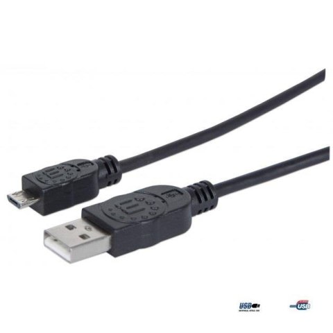 Kabel Manhattan USB 2.0 A-Micro B M/M 0,5m, czarny Kabel Manhattan USB 2.0 A-Micro B M/M 0,5m, czarny