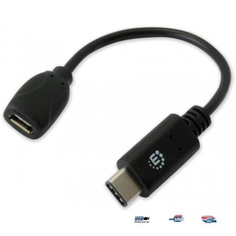Kabel Manhattan USB 2.0 MIC-C/MIC-B M/F 0,15m, czarny Kabel Manhattan USB 2.0 MIC-C/MIC-B M/F 0,15m, czarny