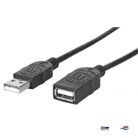 Kabel Manhattan przedłużacz USB 2.0 A-A M/F 0,5m, czarny Kabel Manhattan przedłużacz USB 2.0 A-A M/F 0,5m, czarny