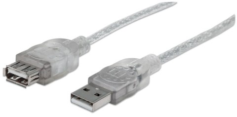 Kabel Manhattan przedłużacz USB 2.0 A-A M/F 4,5m, srebrny Kabel Manhattan przedłużacz USB 2.0 A-A M/F 4,5m, srebrny