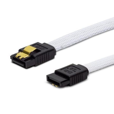 Kabel SATA III SAVIO GAK-01 0,3m, oplot biały, prosty, złote zatrzaski Kabel SATA III SAVIO GAK-01 0,3m, oplot biały, prosty, złote zatrzaski