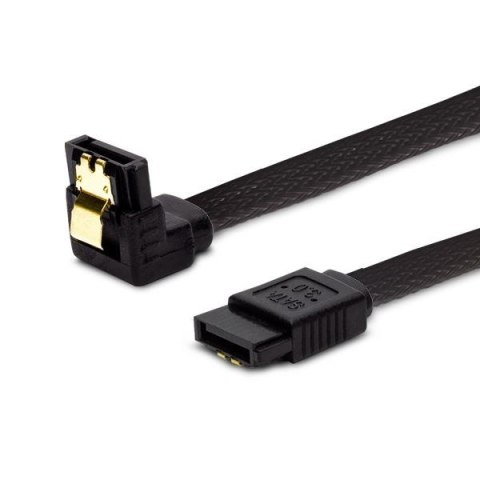 Kabel SATA III SAVIO GAK-08 0,5m, oplot czarny, kątowy, złote zatrzaski Kabel SATA III SAVIO GAK-08 0,5m, oplot czarny, kątowy, złote zatrzaski