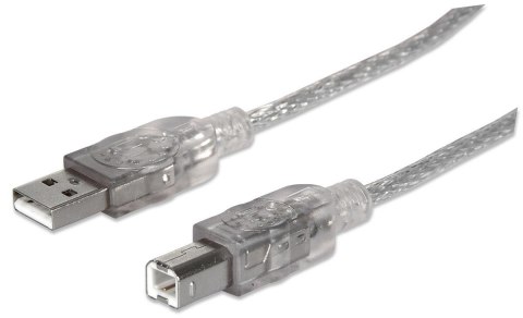 Kabel USB Manhattan USB 2.0 A-B M/M, 5m, srebrny Kabel USB Manhattan USB 2.0 A-B M/M, 5m, srebrny