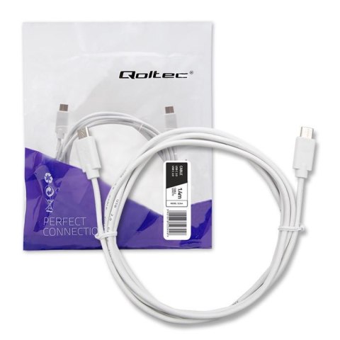 Kabel USB Qoltec 2.0 typ C męski | USB 2.0 typ C męski | 1.4m | Biały Kabel USB Qoltec 2.0 typ C męski | USB 2.0 typ C męski | 1.4m | Biały