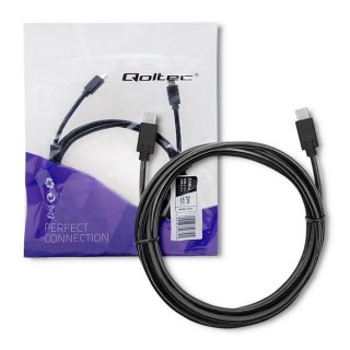 Kabel USB Qoltec 3.1 typ C męski | USB 3.1 typ C męski | 2m | Czarny