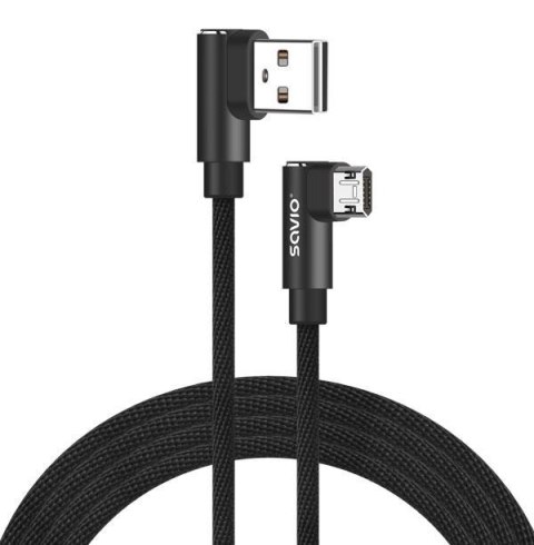 Kabel USB SAVIO CL-161, USB A (M) - Micro USB (M), 1m, kątowy, dwustronny, oplot nylonowy Kabel USB SAVIO CL-161, USB A (M) - Micro USB (M), 1m, kątowy, dwustronny, oplot nylonowy