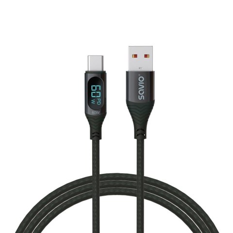 Kabel USB SAVIO CL-172 USB do USB-C, z wyświetlaczem cyfrowym, 1m, czarny Kabel USB SAVIO CL-172 USB do USB-C, z wyświetlaczem cyfrowym, 1m, czarny