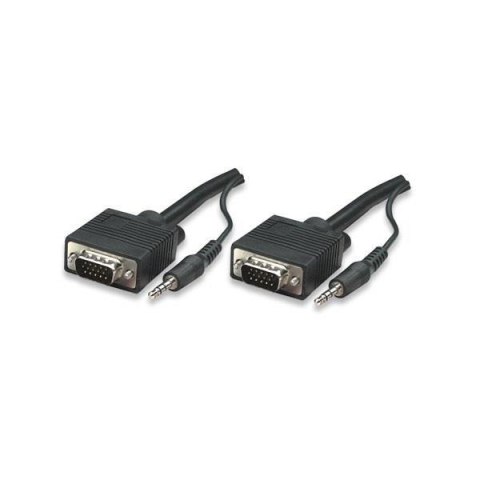 Kabel VGA Manhattan 15 M/15 M, z audio 4,5m, ekranowany,czarny Kabel VGA Manhattan 15 M/15 M, z audio 4,5m, ekranowany,czarny