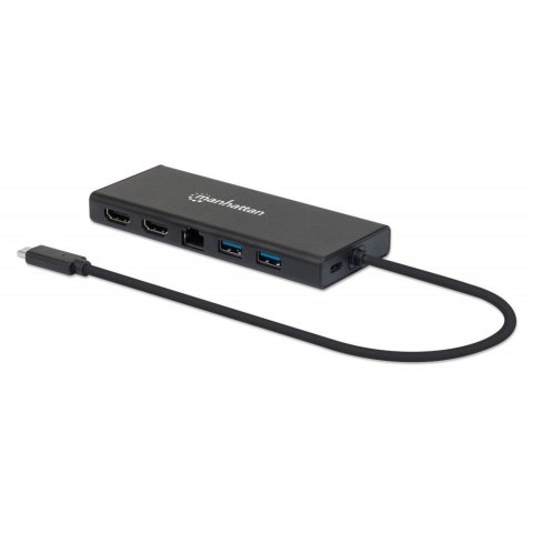 Kabel adapter Manhattan USB-C Multiport do 2xHDMI/RJ45/2xUSB-A/USB-C PD Kabel adapter Manhattan USB-C Multiport do 2xHDMI/RJ45/2xUSB-A/USB-C PD