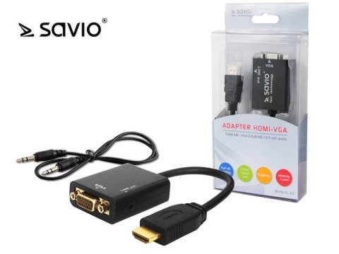 Kabel adapter Savio CL-23 HDMI - VGA Kabel adapter Savio CL-23 HDMI - VGA