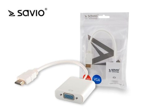 Kabel adapter Savio CL-27/B HDMI - VGA biały Kabel adapter Savio CL-27/B HDMI - VGA biały
