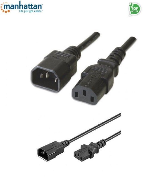 Kabel przedłużający kabla zasilania Manhattan C14 na C13 M/F 1m czarny Kabel przedłużający kabla zasilania Manhattan C14 na C13 M/F 1m czarny
