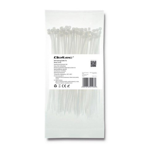 Opaska zaciskowa Qoltec | 2.5*150 | 100szt | nylon UV | Biała Opaska zaciskowa Qoltec | 2.5*150 | 100szt | nylon UV | Biała