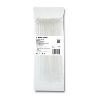 Opaska zaciskowa Qoltec | 3.6*200 | 100szt | nylon UV | Biała