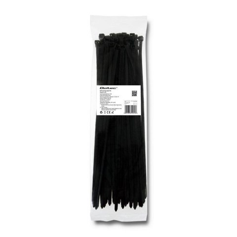 Opaska zaciskowa Qoltec | 7.2*350 | 50szt | nylon UV | Czarna