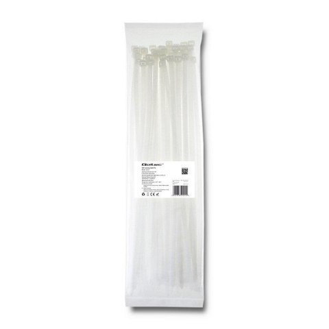 Opaska zaciskowa Qoltec | 7.2*400 | 50szt | nylon UV | Biała