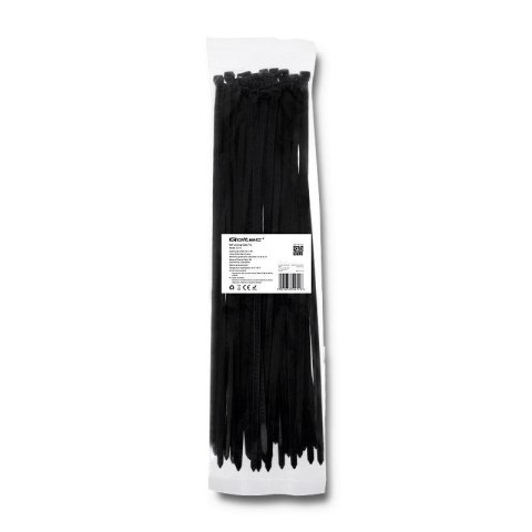 Opaska zaciskowa Qoltec | 7.2*400 | 50szt | nylon UV | Czarna