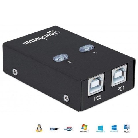 Przełącznik Manhattan USB 2.0 2/1, czarny Przełącznik Manhattan USB 2.0 2/1, czarny