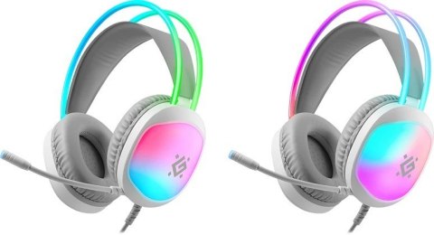 SŁUCHAWKI DEFENDER ECLIPSE RGB BIAŁE