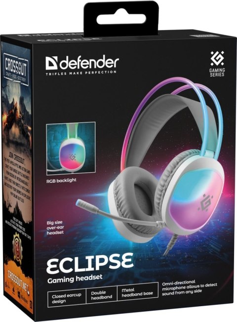 SŁUCHAWKI DEFENDER ECLIPSE RGB BIAŁE