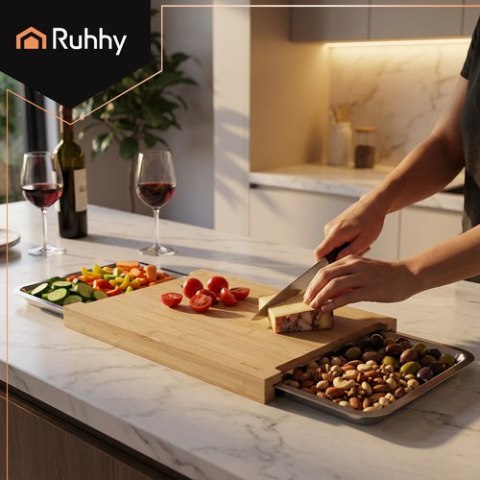 Deska bambusowa z pojemnikami Ruhhy 25707