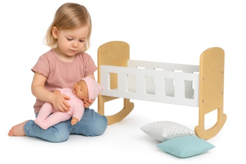 Drewniana kołyska łóżeczko dla lalek ECOTOYS