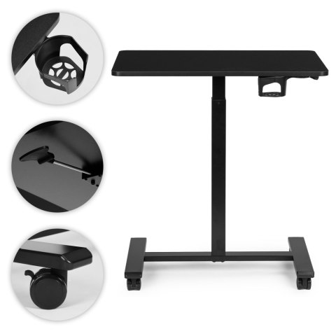 Mobilne biurko regulowane 70x48 cm stolik pod laptopa regulacja wysokości 71,5-112 cm czarne ModernHome