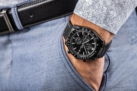 Zegarek Męski Giewont Chronograph Sapphire Czarny GW8720-B1