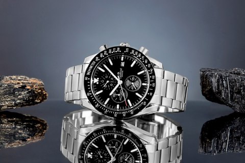 Zegarek Męski Giewont Chronograph Sapphire Srebrno Czarny GW8720-B2
