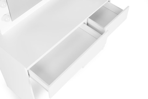 Toaletka kosmetyczna z lustrem i oświetleniem 5 szuflad taboret ModernHome