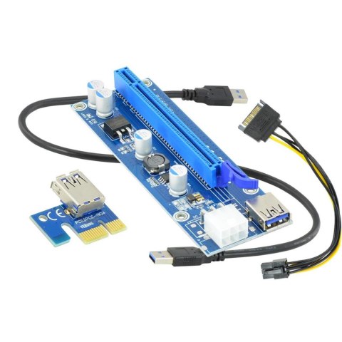 Karta rozszerzeń Riser Akyga AK-CA-64 PCI Express 1x - 16x USB 3.0 SATA 0,55m Karta rozszerzeń Riser Akyga AK-CA-64 PCI Express 1x - 16x USB 3.0 SATA 0,55m