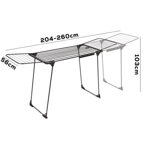 Suszarka XXL na Pranie Ubrania Metalowa Czarna Składana VILDE 204-260 cm