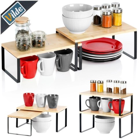 Półka kuchenna drewniana 33,5x19,5x16 cm / 33,5x18,5x13,5 cm 2 szt.