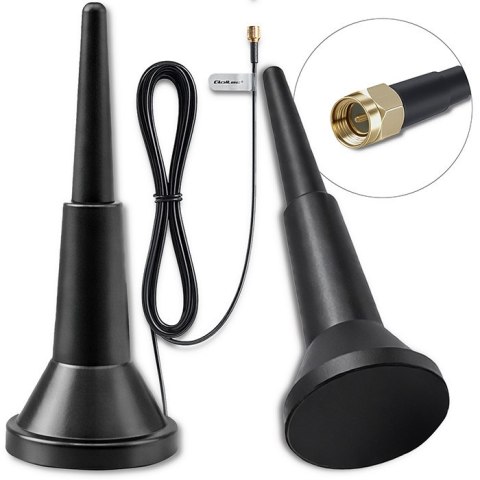 Qoltec Antena 4G LTE z podstawą magnetyczną | 5dBi | dookólna | wewnętrzna | 600-2700 MHz | SMA | 3m