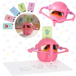 Zabawka interaktywna edukacyjna robot nauka rysowania fiszki mazaki różowy