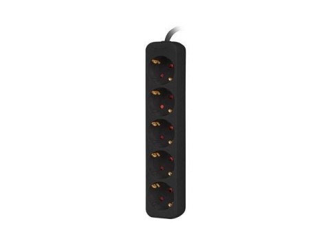 Listwa przedłużacz Lanberg 1,5m czarna 5x 230V Schuko, kabel wykonany z pełnej miedzi