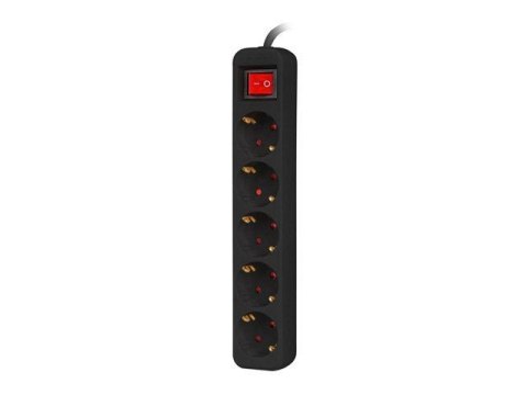 Listwa przedłużacz Lanberg 1,5m czarna 5x 230V Schuko z wyłącznikiem, kabel wykonany z pełnej miedzi Listwa przedłużacz Lanberg 1,5m czarna 5x 230V Schuko z wyłącznikiem, kabel wykonany z pełnej miedzi