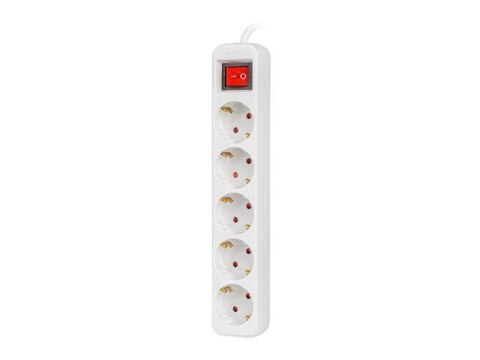 Listwa przedłużacz Lanberg 3m biała 5x 230V Schuko z wyłącznikiem, kabel wykonany z pełnej miedzi Listwa przedłużacz Lanberg 3m biała 5x 230V Schuko z wyłącznikiem, kabel wykonany z pełnej miedzi
