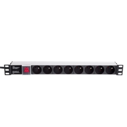 Listwa zasilająca Netrack 19'' 1U, 230V/16A, 8xE, ALU
