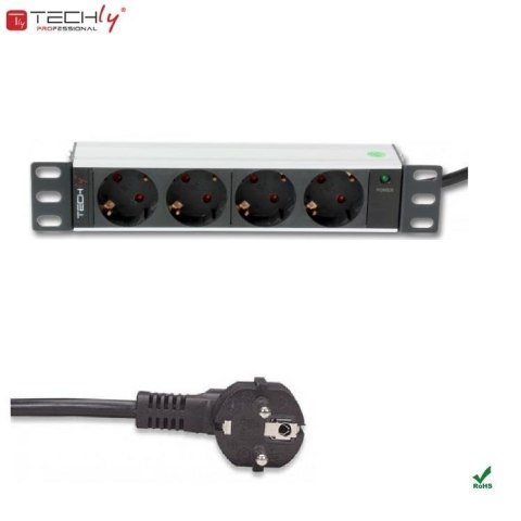 Listwa zasilająca TechlyPro Rack 10" 1U 4 gniazda Schuko 1,8m Listwa zasilająca TechlyPro Rack 10" 1U 4 gniazda Schuko 1,8m