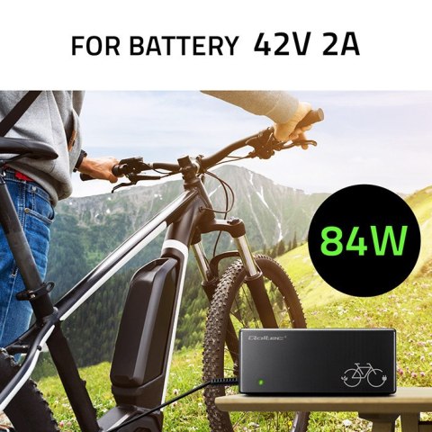 Qoltec Ładowarka do roweru elektrycznego 36V | 42V | 2A | GX12-3P | +kabel zasilający