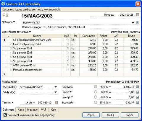 INSERT Subiekt GT Subiekt GT