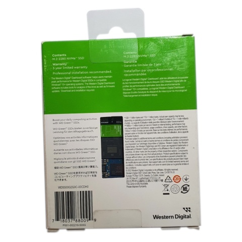 Dysk SSD WD Green SN350 500GB M.2 2280 PCIe NVMe (2400/1500 MB/s) WDS500G2G0C