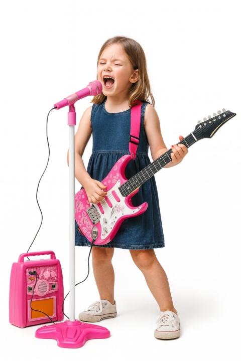 GITARA + MIKROFON + WZMACNIACZ RÓŻ 22407